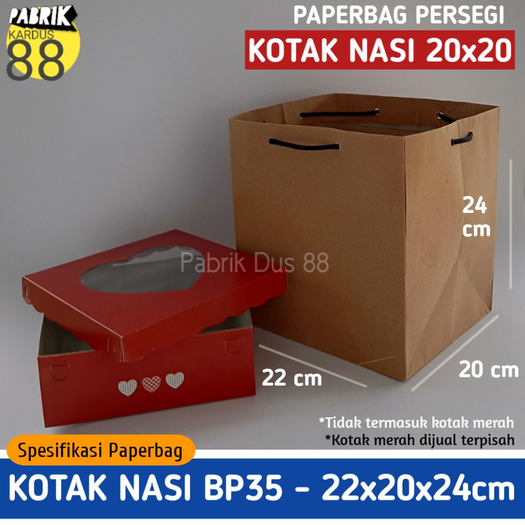 

ISI 12 BIJI paper bag murah tas dus box nasi 20x20 bp35 | tas berkat tas kertas