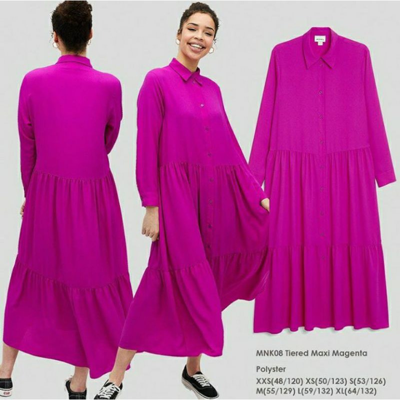 Monki Tiered Maxi Magenta S