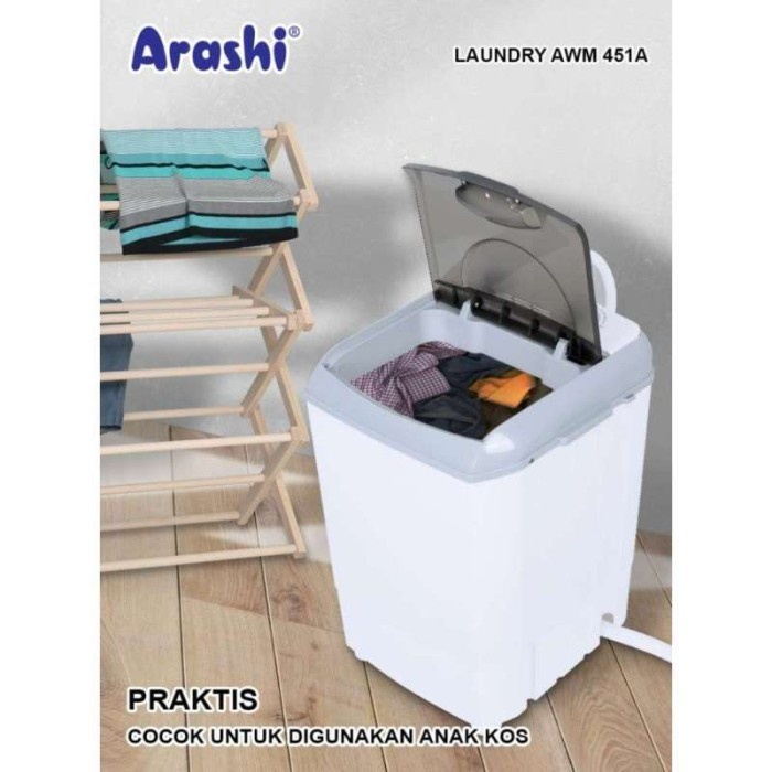 Instant Kurir Arashi Mesin Cuci Portable AWM-451 A / AWM-451A / AWM451A / AWM451 A / AWM 451A / AWM 451 A Mesin Cuci Mini 4.5 Kg