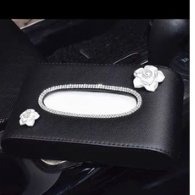 Kotak Tempat Tisu Bentuk D BLING DAD BUNGA PASSION FLOWER Mobil Car Dashboard Tissue Box Kulit