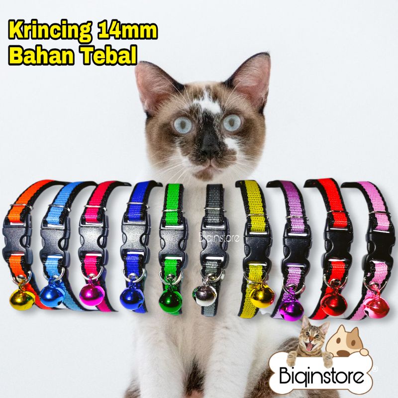 kalung kucing Krincing 14mm list hitam