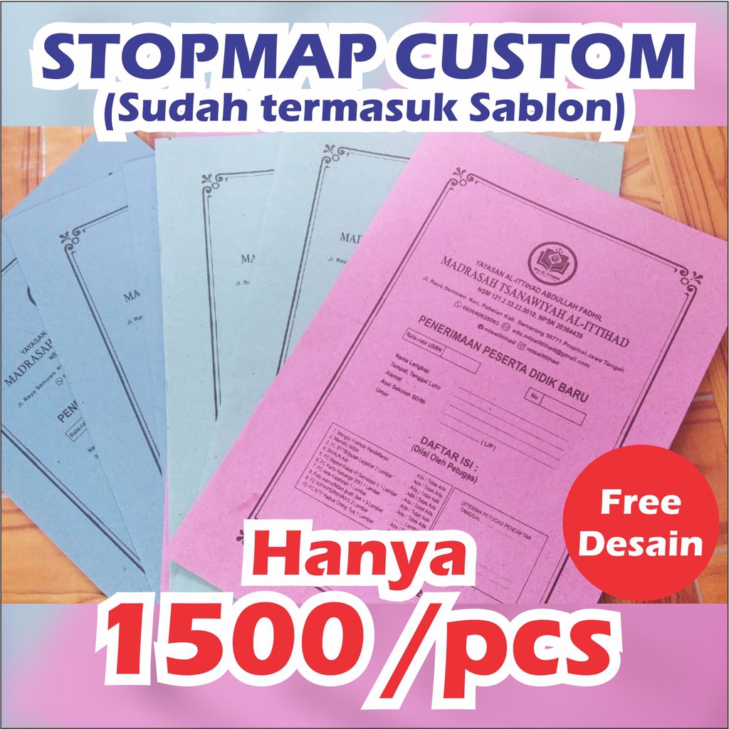 

CETAK STOPMAP / MAP SABLON F4 FOLIO CUSTOM FREE DESAIN (Termurah) 1 WARNA MIN100PCS