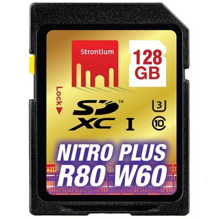 Memorycard Strontium Nitro Plus U3 4K SDHC 128GB Read 80MBs