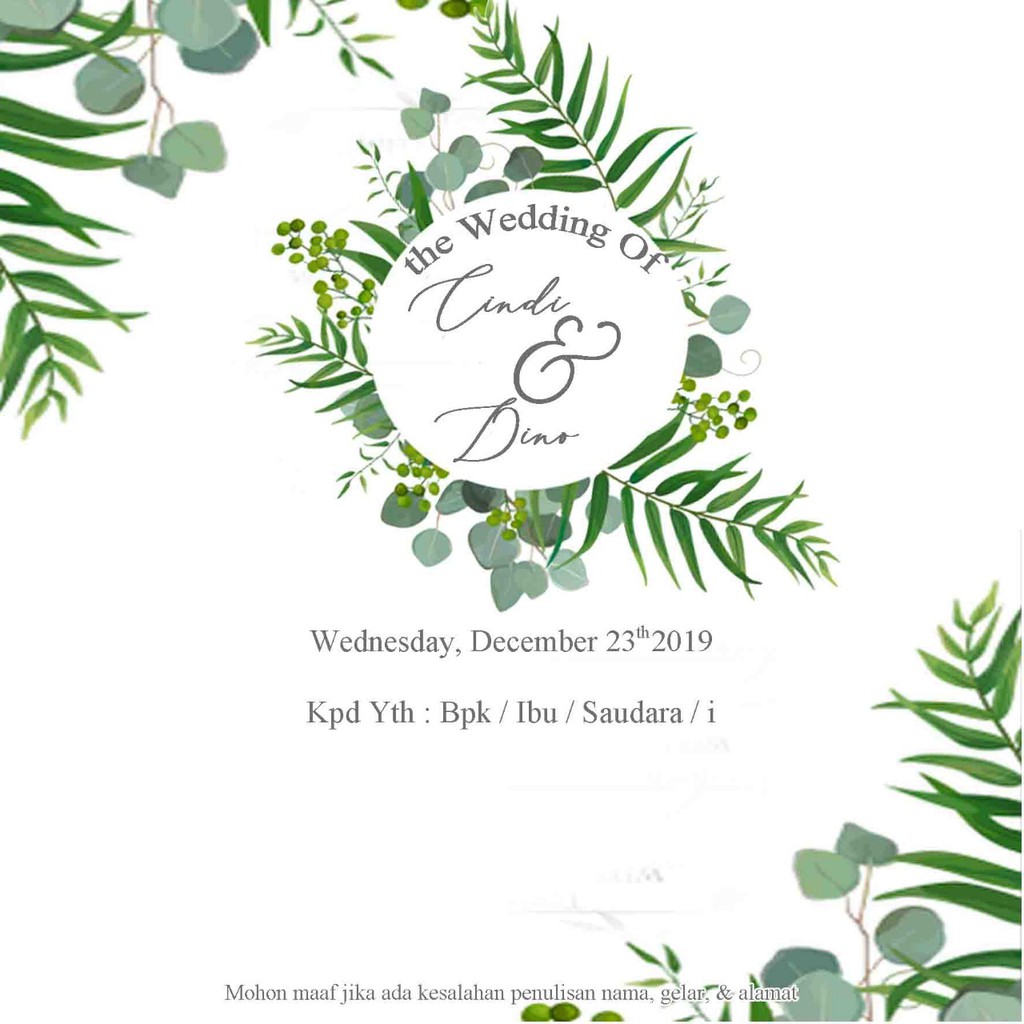 Undangan Pernikahan Nikah 15156 Aaprint Minimum Order 50 Pcs Shopee Indonesia