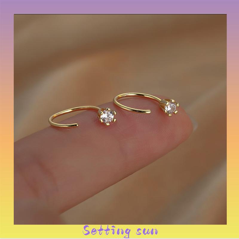 Anting Zirkon Temperamen Fashion Wanita Tidur Gratis Melepas Anting-Anting Trendi Yang Indah TN TN