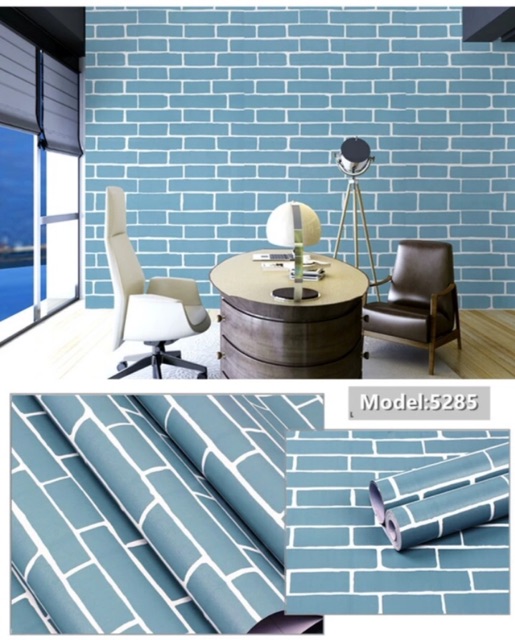 Wallpaper Dinding / Wallpaper Sticker BATA BIRU List PUTIH