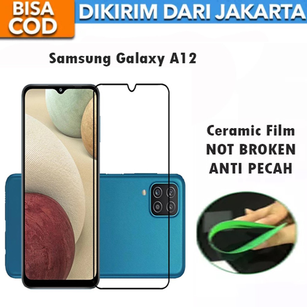 Tempered Glass Samsung Galaxy A12 Full Cover / Full Screen Ceramic Film Anti Gores