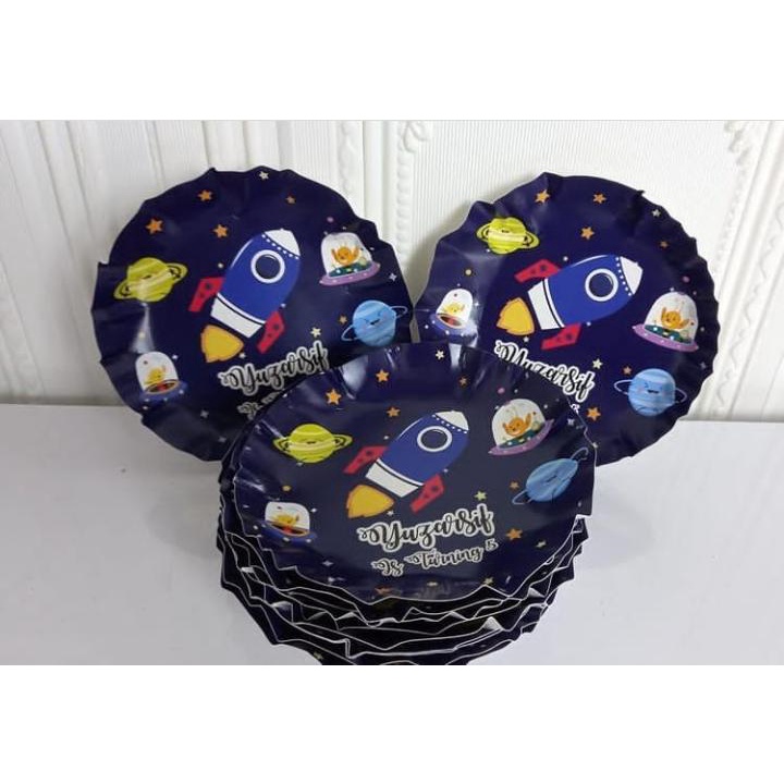 piring kertas astronot/ piring kertas space/ piring kertas luar angkasa/ piring kertas custom