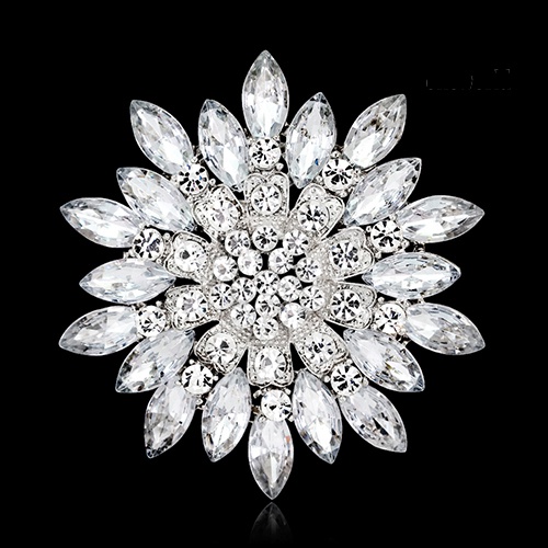 OW@ Women Fashion Flower Brooch Crystal Rhinestone Jewelry for Wedding Party Gift