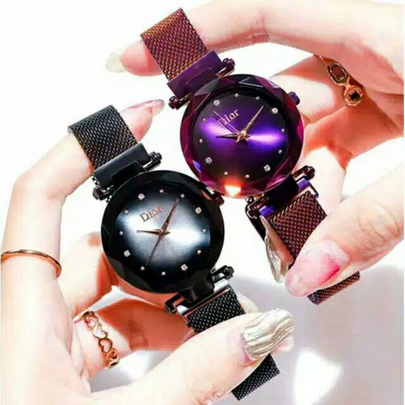 (Grosir)Jam Tangan Wanita D10R Plat Warna Strap Magnet(Terima Cod)