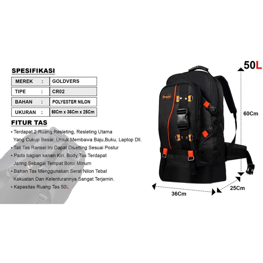 Tas Gunung Pria Ransel Ukuran Super Jumbo 60L Tas Mudik Multi Fungsi - DISTRIBUTOR TAS