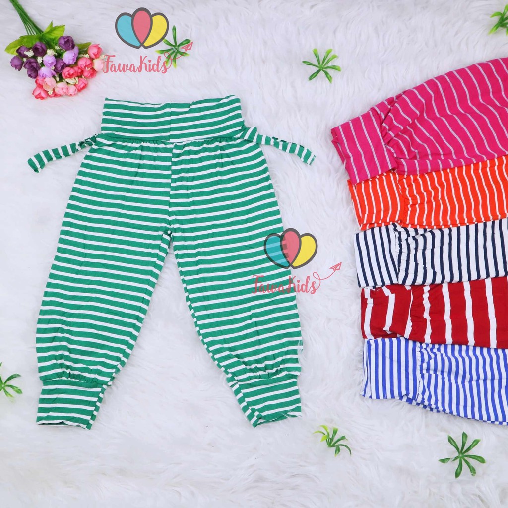 Aladin Salur Uk.5-6 Tahun / Celana Panjang Anak Perempuan Pants Bahan Kaos Salur Murah Adem