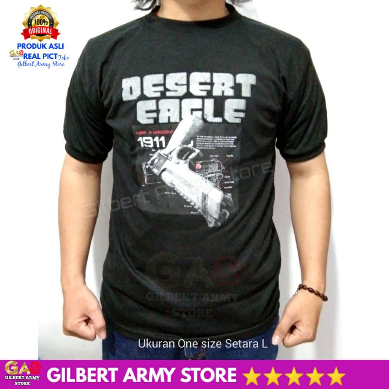 GILBERT ARMY STORE Kaos Hitam Gambar Eagle Desert Tshirt Pria Distro Original One Size Tni Polri Dalema  Oblong Lengan Pendek