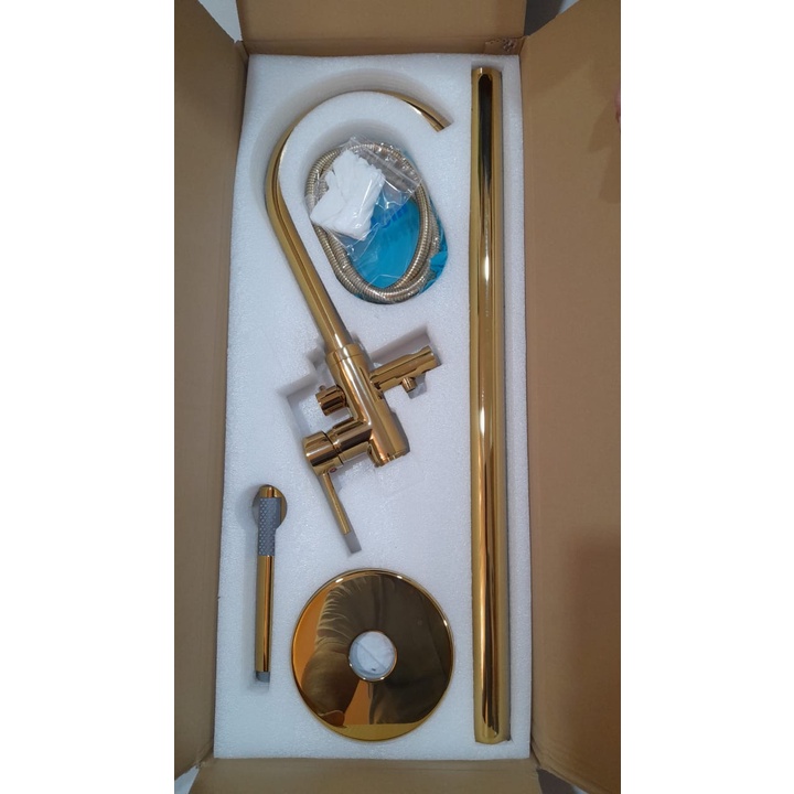 (KIM) Kran Bathtub Standing Black & Gold Elegant