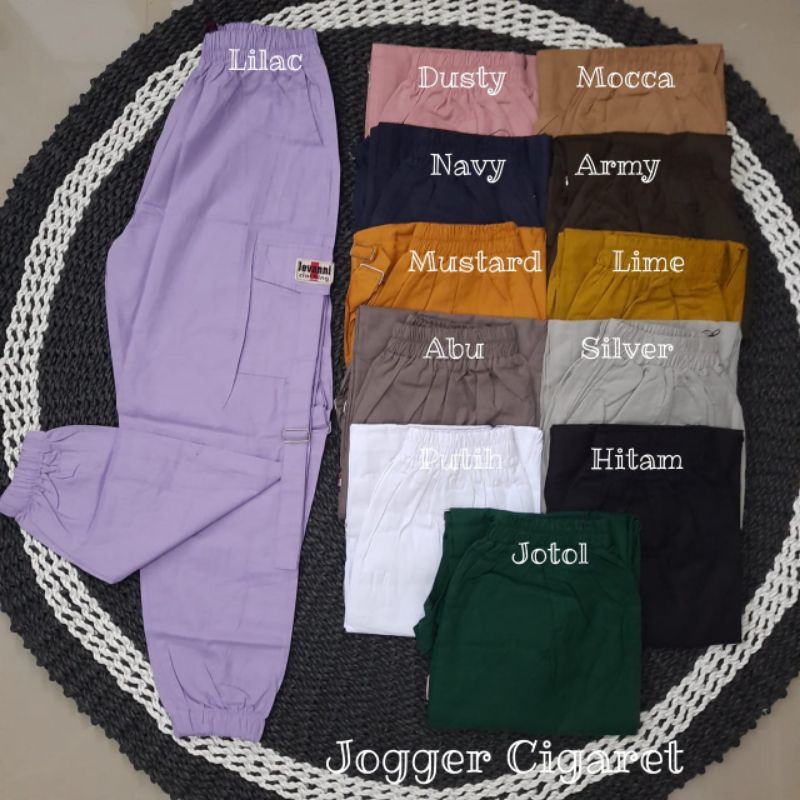 Jogger Cigaret panjang JEVANNI // celana Cargo cewek // Celana Jogger Jevanni// Celana Saku Gamblok