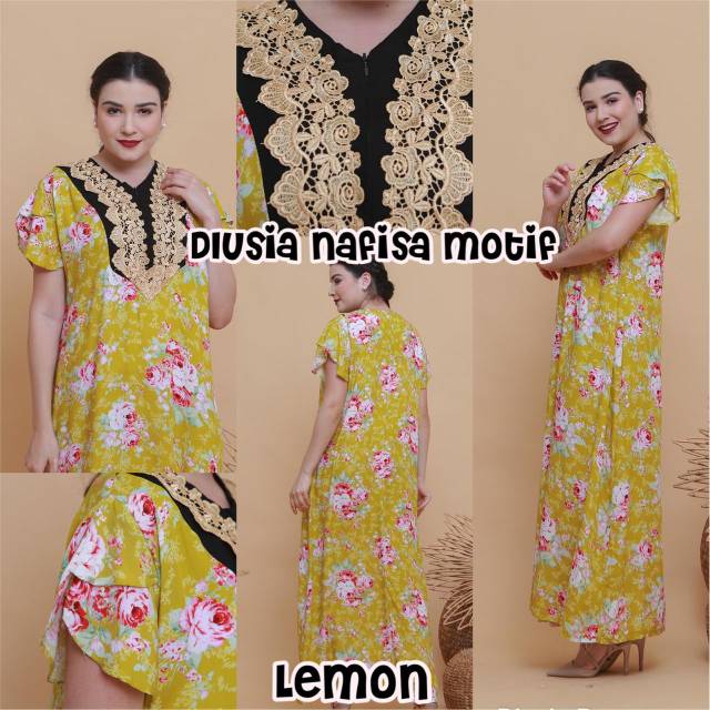 Daster arab DLUSIA NAFISA House Dress Rayon motif Renda import