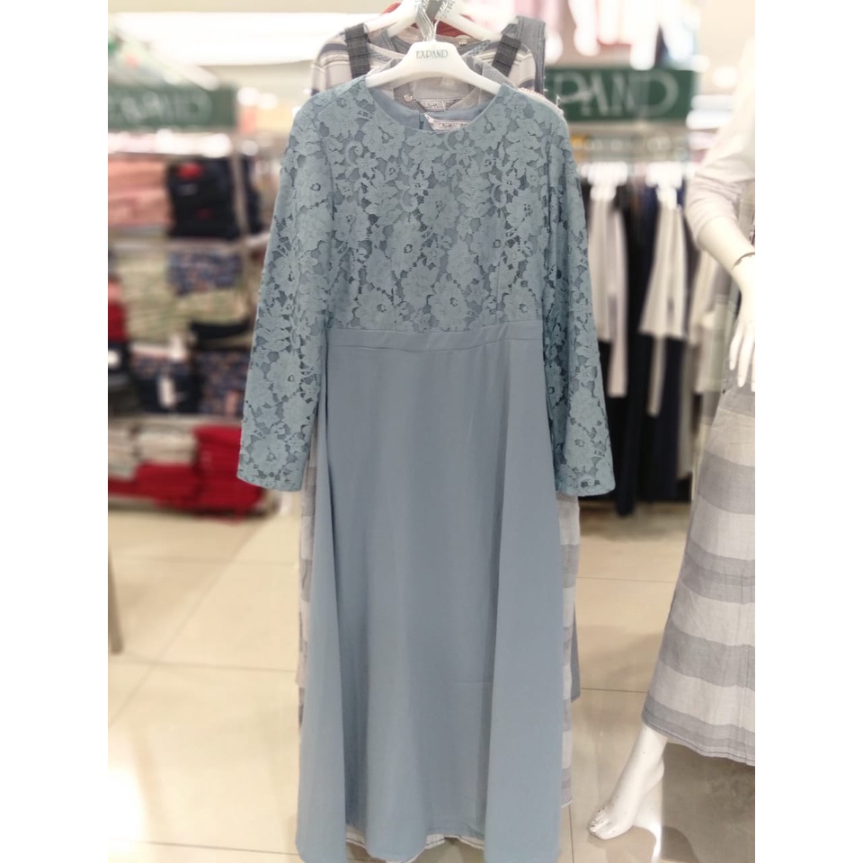 EXPAND M S long dress jubah gamis muslim wanita remaja perempuan bridesmaid Brukat biru