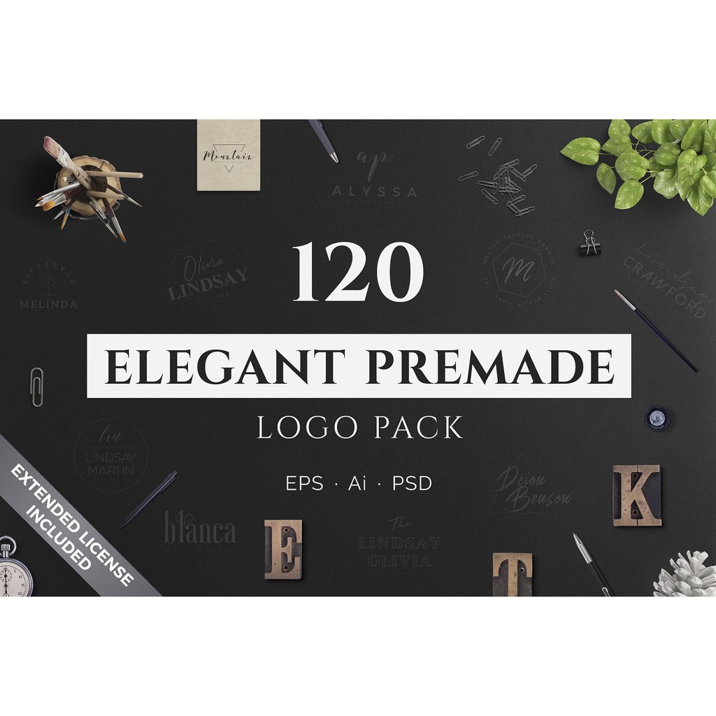 640 Premade Logos Mega Bundle - Photoshop &amp; Illustrator