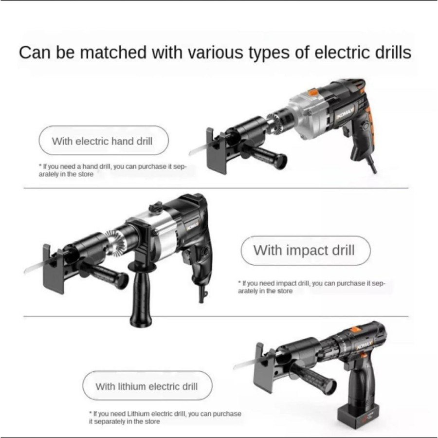 Adaptor Gergaji Bor | Adaptor Gergaji Gerinda | Saw Drill | Gergaji Mesin Adapter Reciprocating Jigsaw / Tambahan Jig Saw Mesin Bor Tangan Gergaji Konektor  Ambahan Jig Saw Mesin Bor Tangan Gergaji Konektor