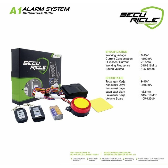 ALARM MOTOR UNIVERSAL LUMINOS 9 NINE SECURE RICLE A1