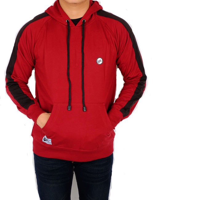 Jaket pria motif hoodie jumper list hitam / jaket jumper hoodie pria | BRH