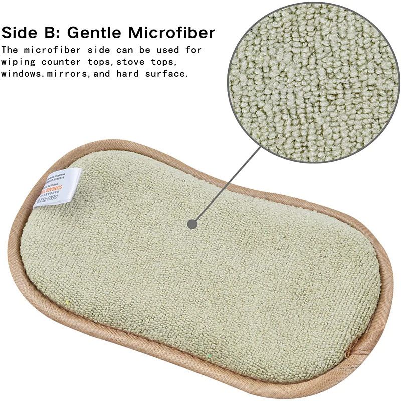 Kain Lap Dapur Microfiber Cleaning Magic Sponge Scrub / Spons Cuci Piring 2 Sisi Serbaguna