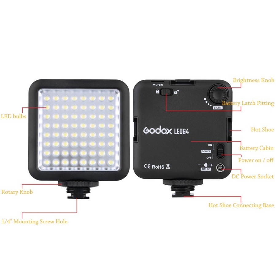 Godox LED64 LED Video LED Lamp For DSLR Camera Videography