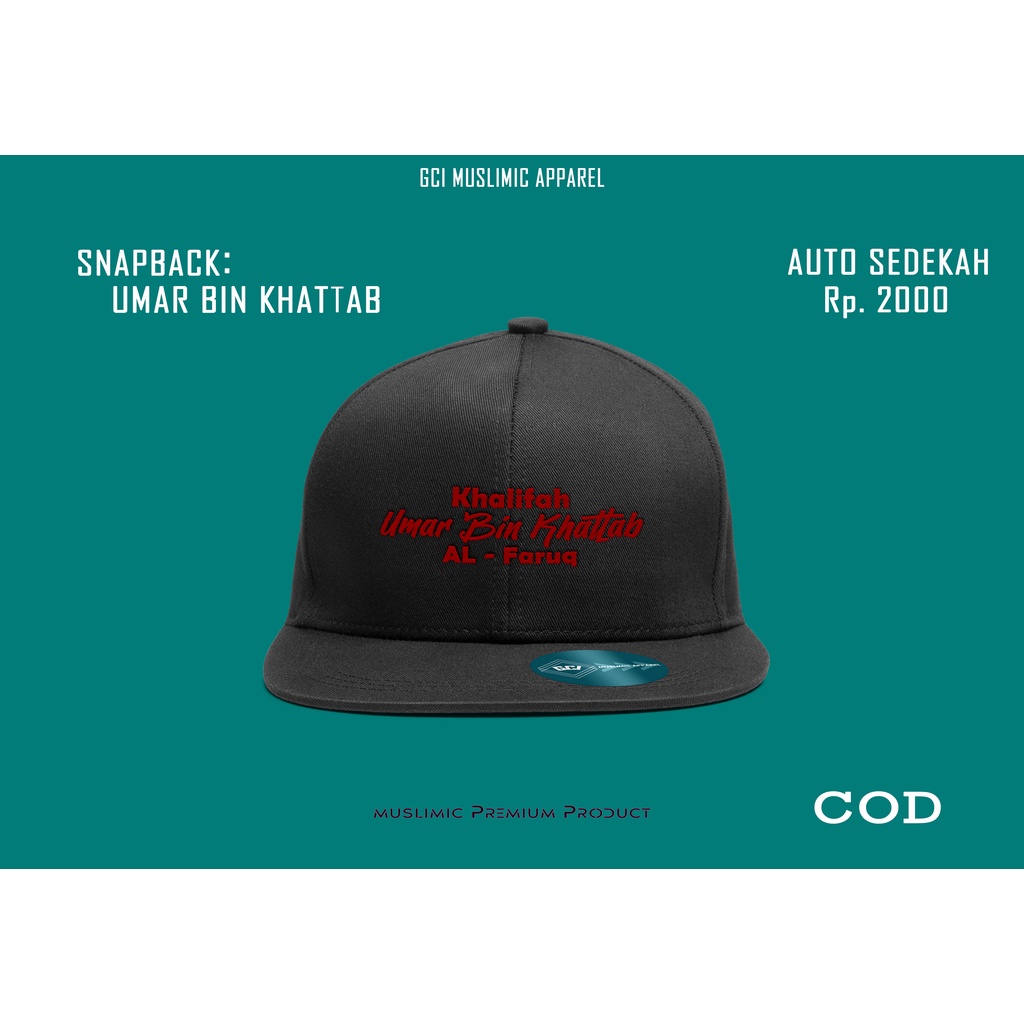 Topi Snapback Pria Desain Dakwah Islami  Premium Quality / Umar Bin Khattab