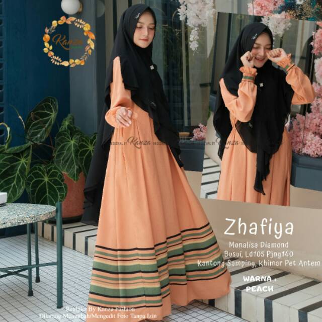 Gamis syari set premium gamis busui gamis polos free size Zhafiya Ori by Kanza