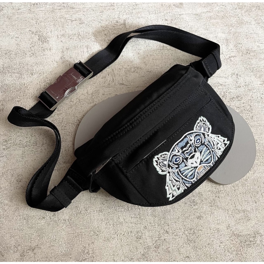 Kenzo Bumbag Tiger S Black Tas Pinggang Pria Waist Bag