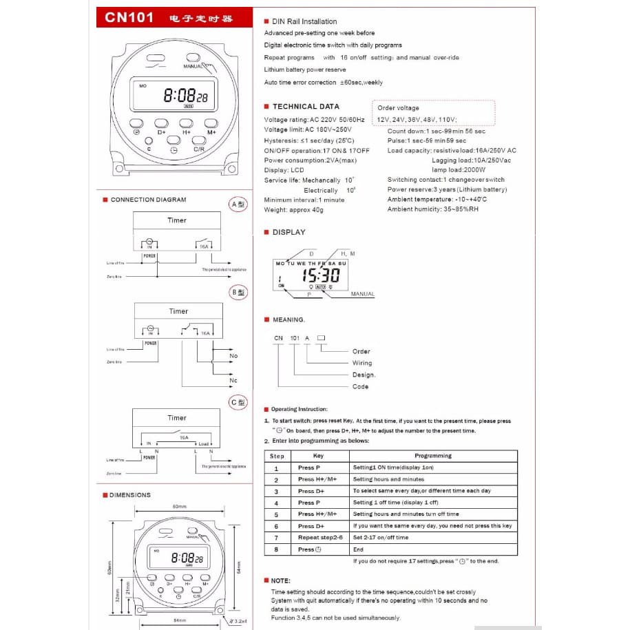 Dc 12v Digital Timer Programmable Switch Auto On/Off - Versi AutoLock