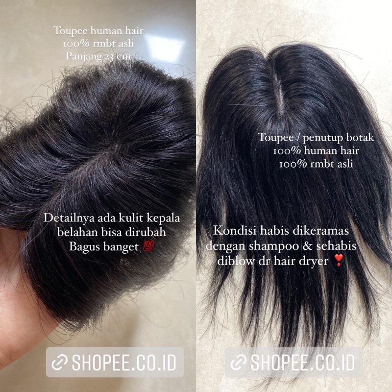 S30 P30 Toupee human Hair / Tempelan penutup botak rambut asli / toupee tipis layer rambut asli / hair top / hair topper (skin lace toupee)