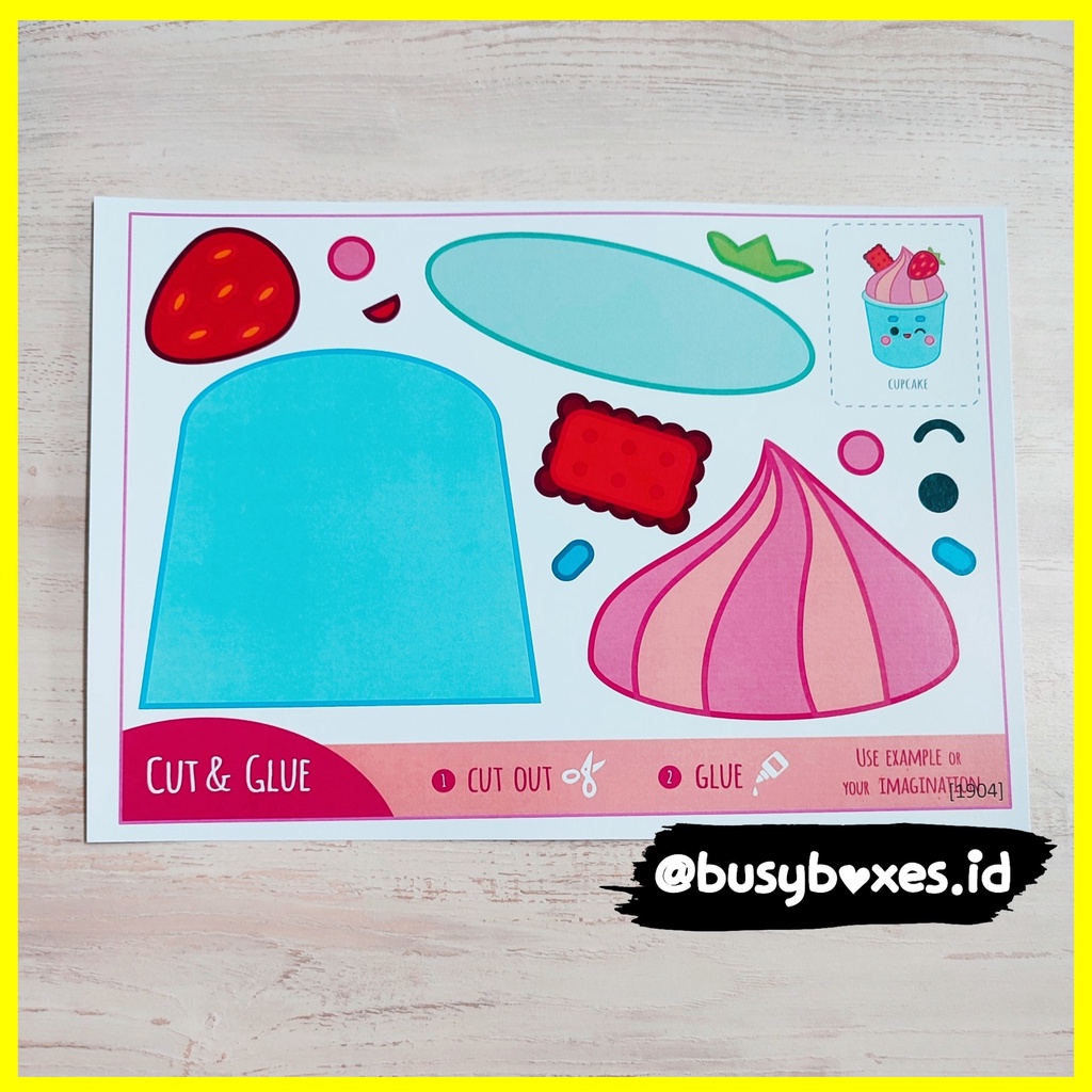 [busyboxes.id] Mainan Edukasi anak 3 tahun mainan edukasi anak 2 tahun Aktivitas anak menggunting  dan menempelcut and glue seri cup cake paud preschool mainan edukasi gunting tempel