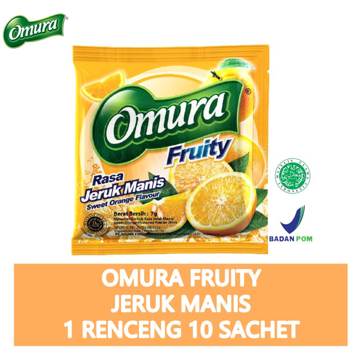 [MINUMAN SACHET] Powder Drink Omura Fruity Rasa Jeruk Manis (1 renceng)