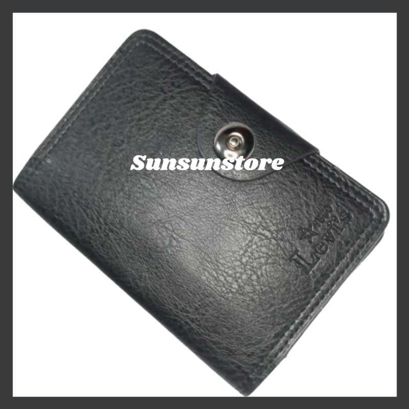 Dompet Pria Wanita LEVIS Dompet  Lipat Tanggung PU Kancing Magnet