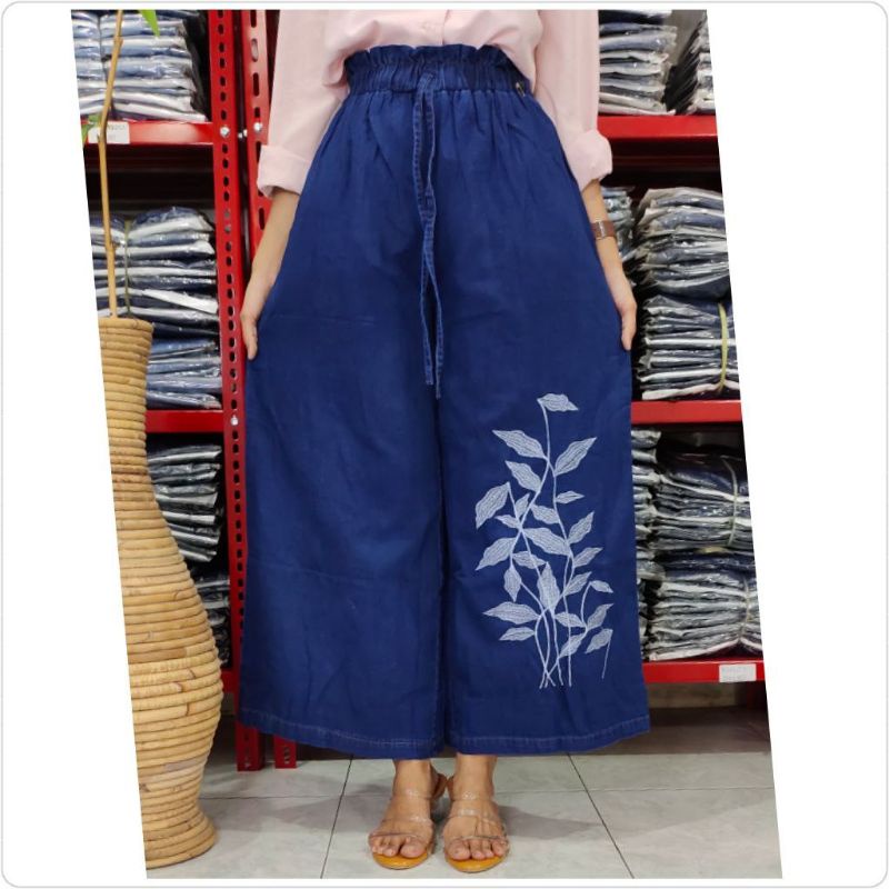 celana kulot jumbo bordir / celana bigsize /celana jeans jumbo / celana jeans bordir