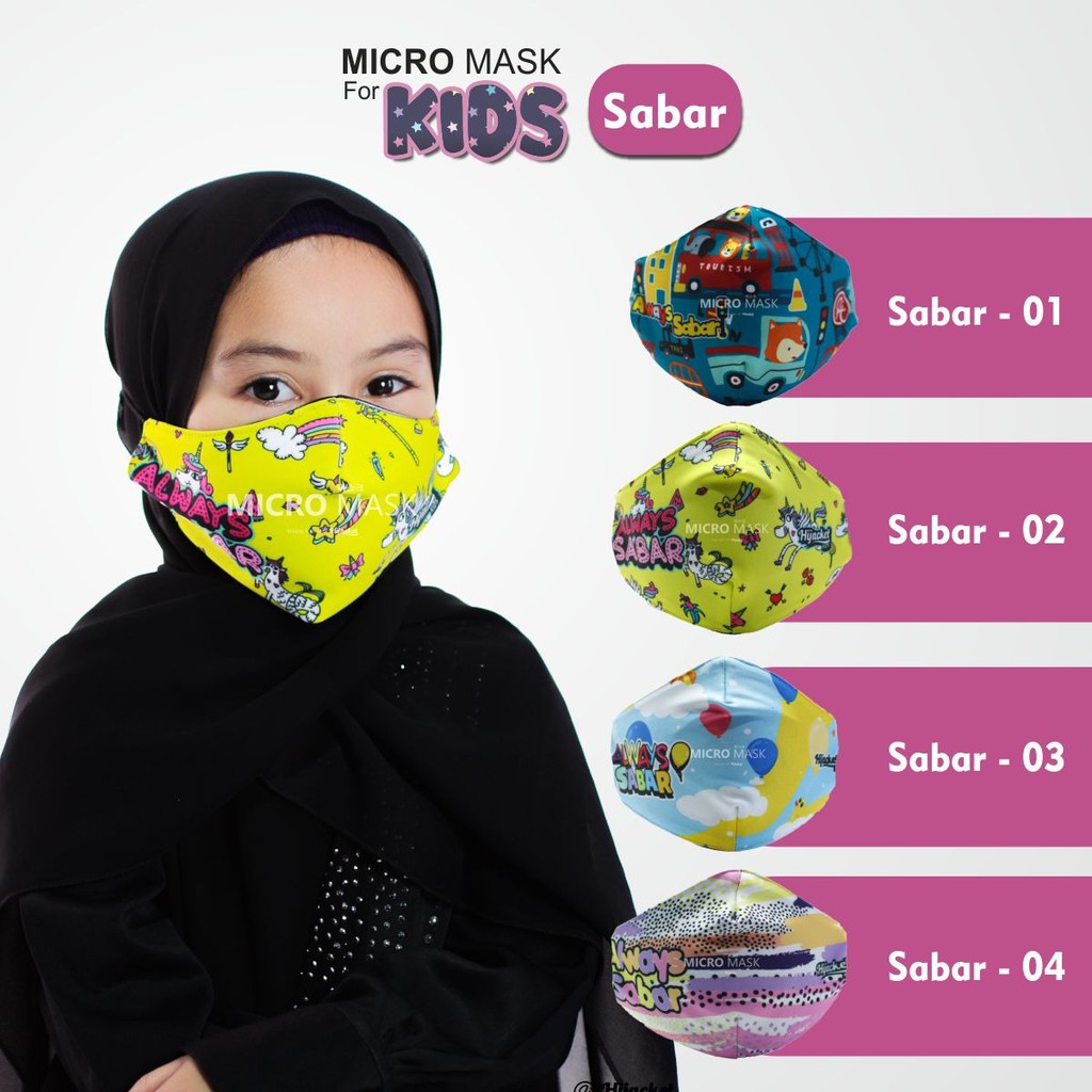 Masker Hijab Anak LUCU [ UNIXES ] BLOCK UP TO 70% VIRUS 2 PLY Proteksi Premium fleece & poly-fiber-Mask Always Sabar