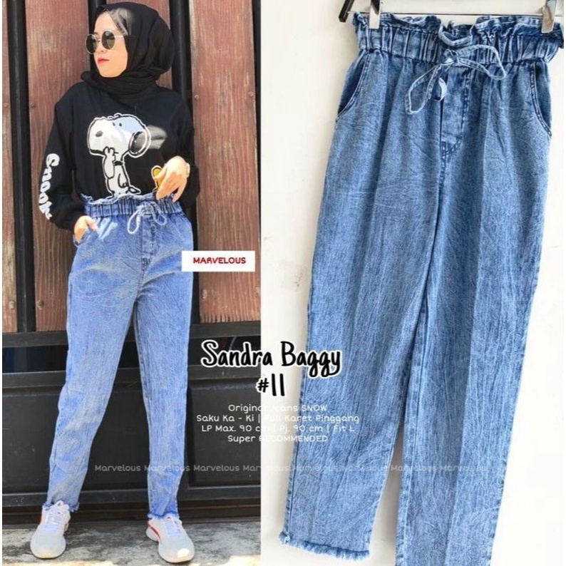 celana boyfriend rawis baggy rawis kekinian bahan jeans original