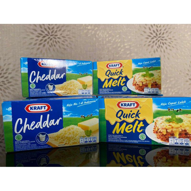 

Keju Kraft 165 gram Cheddar dan Quick Melt