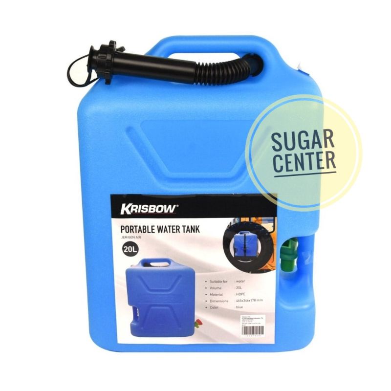 Krisbow Jerigen Air Minum Plastik 20 Liter/Jerigen Dengan Keran Air/Jerigen Tempat Air Minum