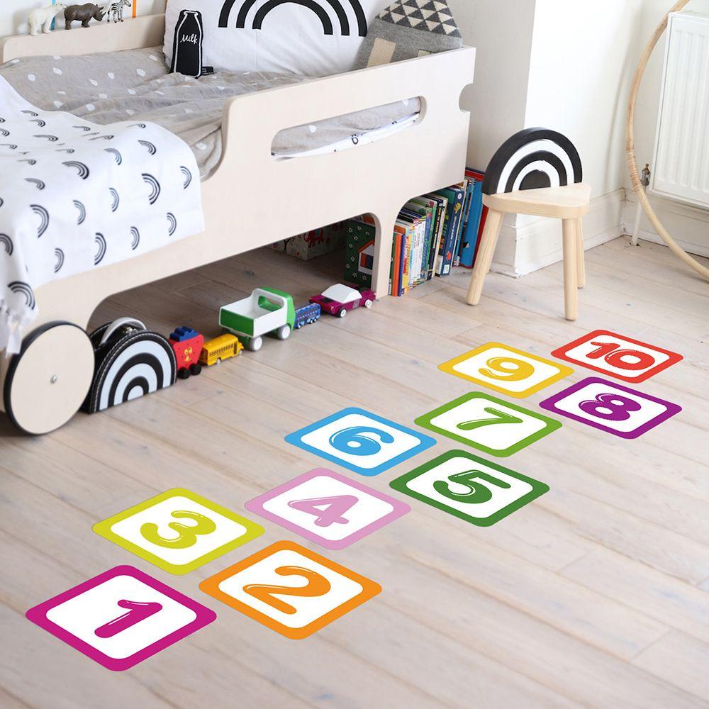 Top Hopscotch Game Self-adhesive Tk Ornamen Dekorasi Rumah Kartun Angka Grids