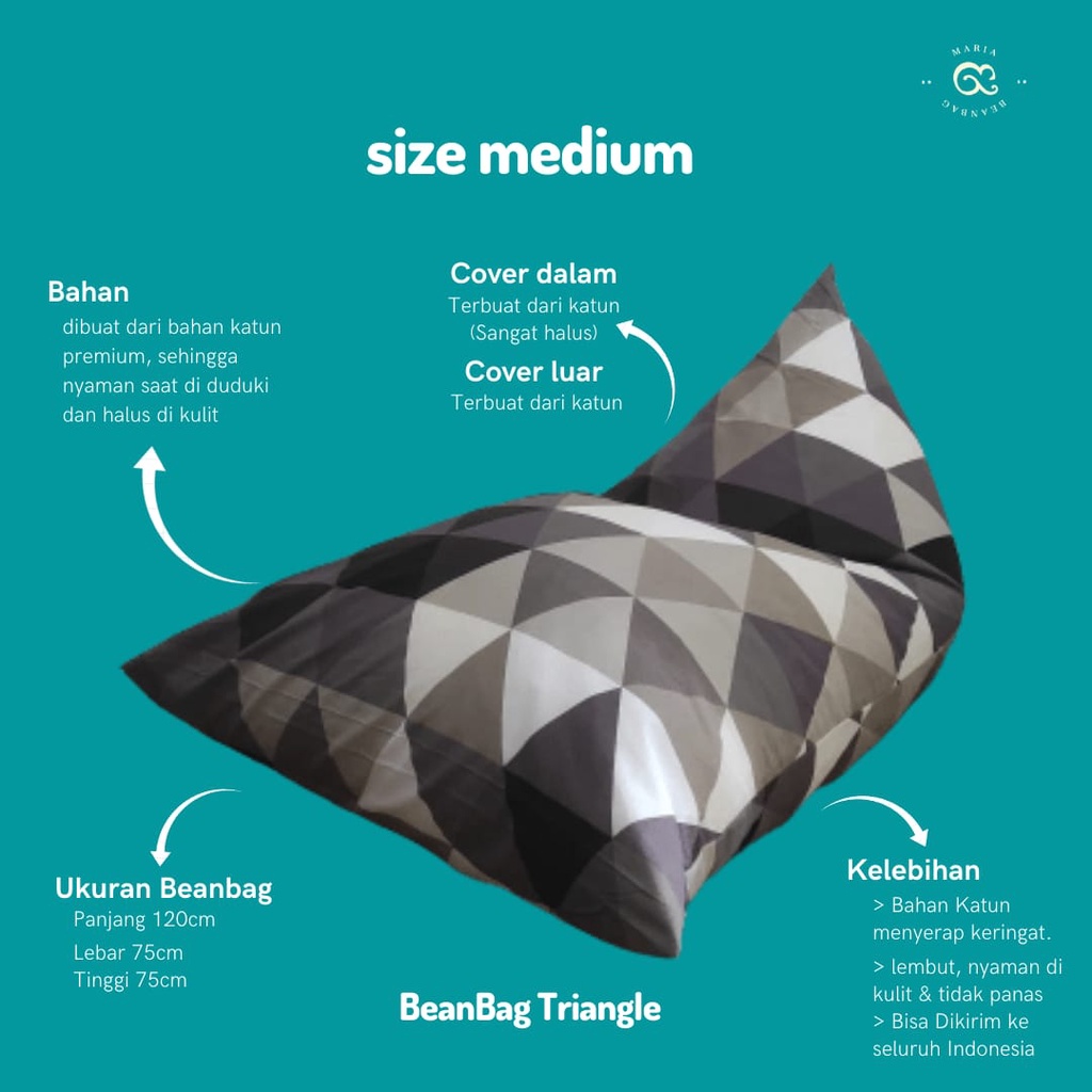 BEANBAG -TRIANGLE- MURAH PLUS ISI UKURAN DEWASA