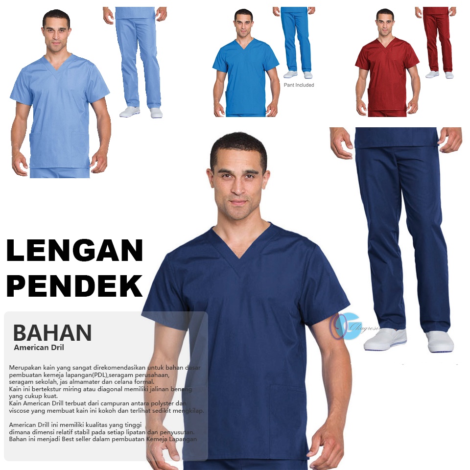 Jual Baju Jaga Oka Ok Set Lengan Pendek Dokter Scrub Medis Seragam