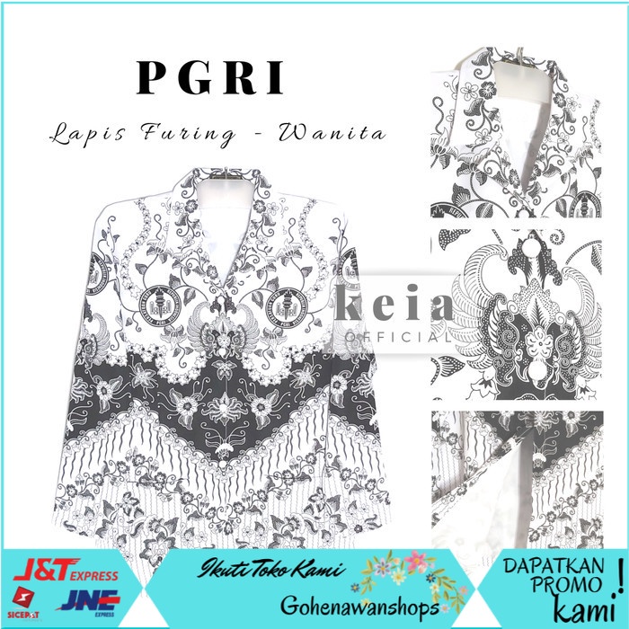 COD Baju Batik PGRI ( Lapis Furing) PNS S-3L - Wanita, XXL