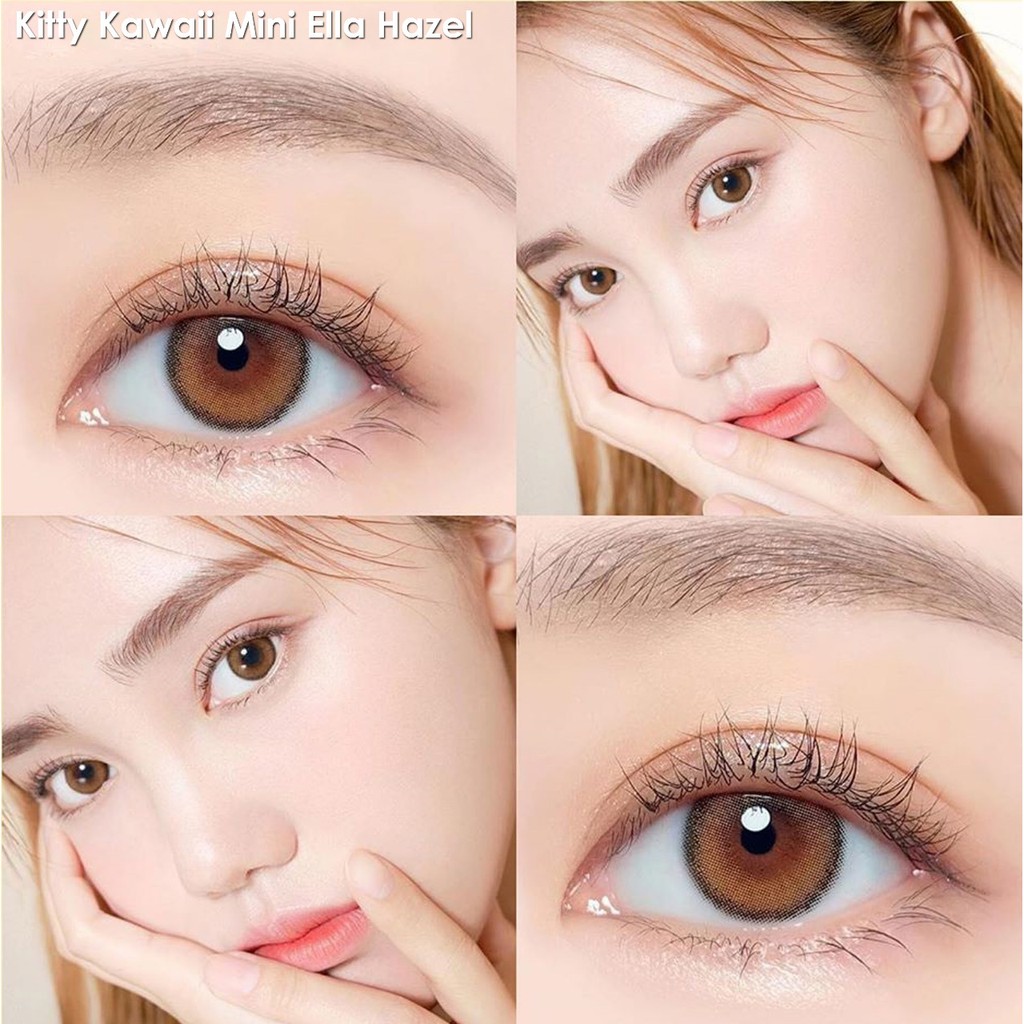 Soflens Kitty Kawaii Mini Ella Warna Gray Grey Pumpkin Brown Hazel Olive Idol Roze Airy Minus Murah