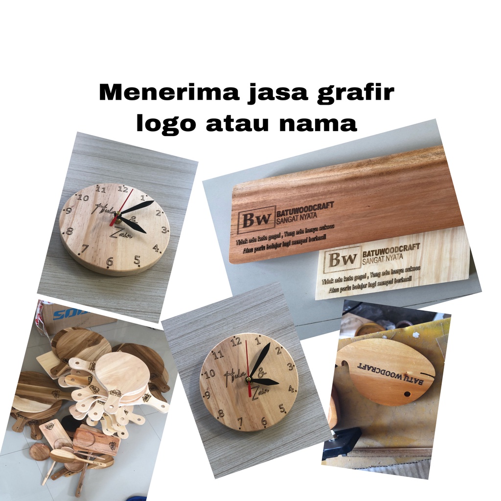 Hiasan Dinding 18cm / Jam Dinding 18cm / Souvenir Jam Kayu 18cm