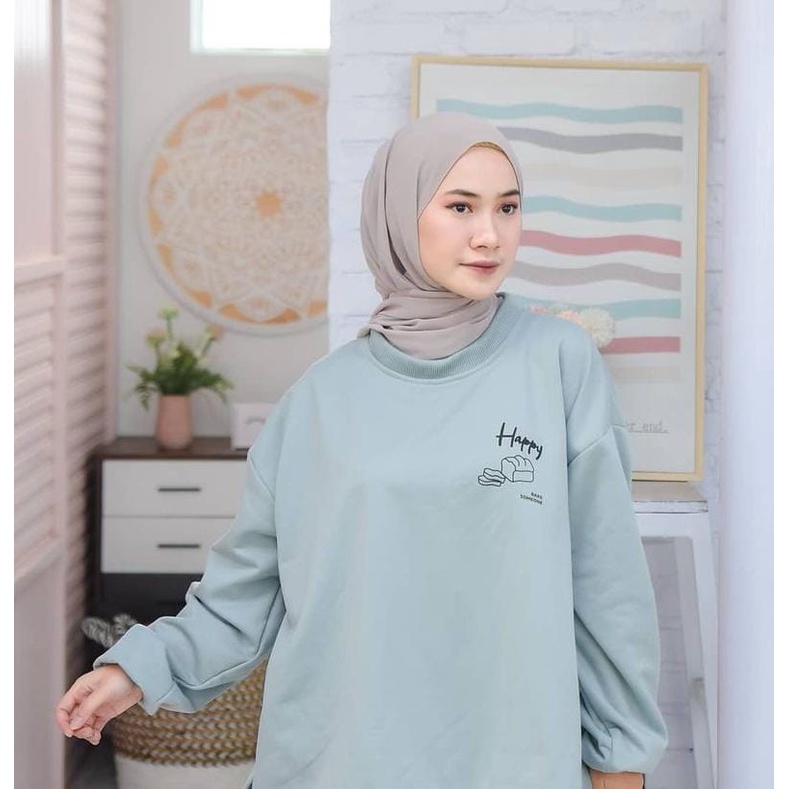 HAPPY BAKE BORDIR SWEATER WANITA - ATASAN KEKINIAN TERLARIS