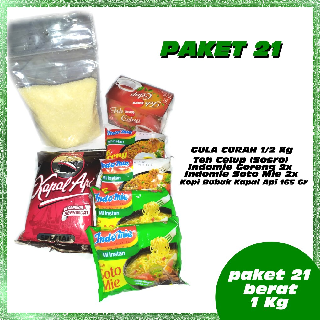 Paket No 21 Parcel Gula Kopi Promo Parsel Sembako Gula Kopi Teh Mie Instan Paket Makanan Murah