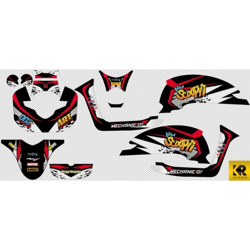Stiker decal fullbody Scoopy new Request Warna, nama, nomor, sponsor