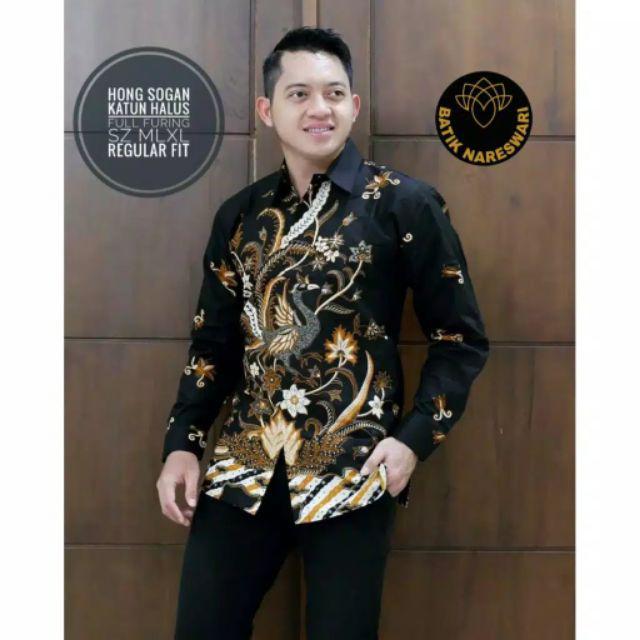 (1kg=4pcs) Kemeja Batik Lengan Panjang Batik Ori Nareswari Merak Manja Batik Solo Seragam Batik